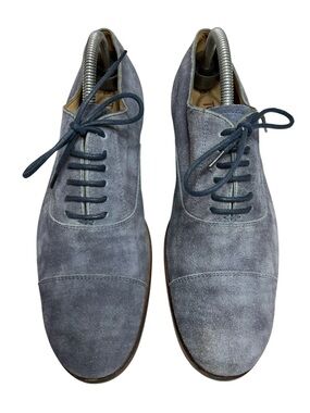 Tod's Men's Suede Cap-Toe Oxfords in Slate Blue